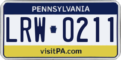 PA license plate LRW0211