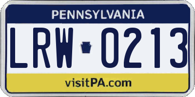 PA license plate LRW0213