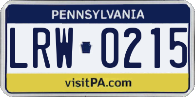 PA license plate LRW0215