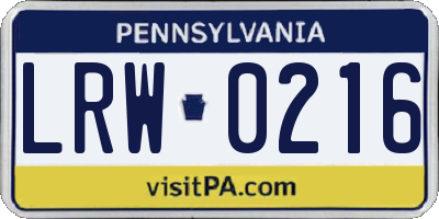 PA license plate LRW0216