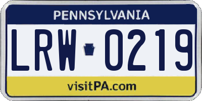 PA license plate LRW0219