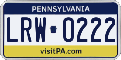 PA license plate LRW0222