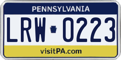 PA license plate LRW0223