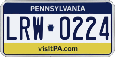 PA license plate LRW0224