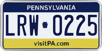 PA license plate LRW0225