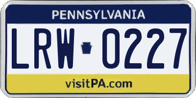 PA license plate LRW0227