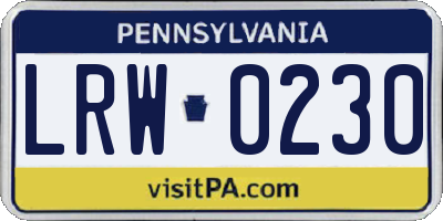 PA license plate LRW0230
