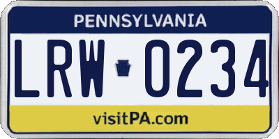 PA license plate LRW0234