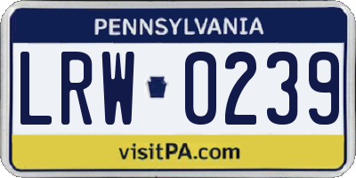 PA license plate LRW0239