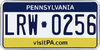 PA license plate LRW0256