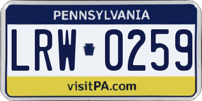 PA license plate LRW0259