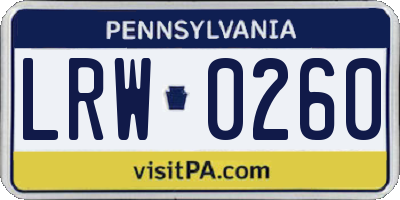 PA license plate LRW0260