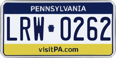PA license plate LRW0262