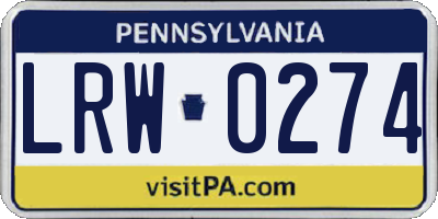PA license plate LRW0274