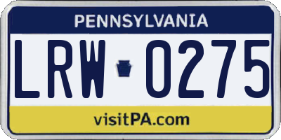 PA license plate LRW0275