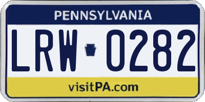 PA license plate LRW0282