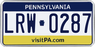 PA license plate LRW0287