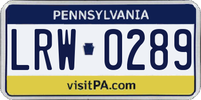 PA license plate LRW0289