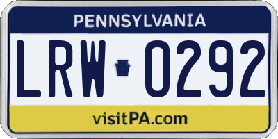 PA license plate LRW0292