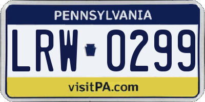 PA license plate LRW0299