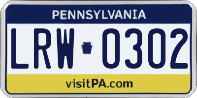 PA license plate LRW0302