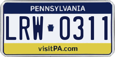 PA license plate LRW0311