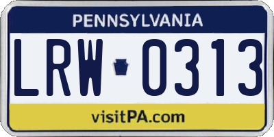 PA license plate LRW0313