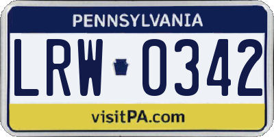 PA license plate LRW0342