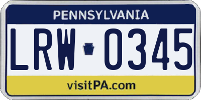 PA license plate LRW0345