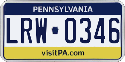 PA license plate LRW0346