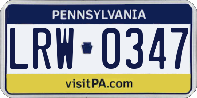 PA license plate LRW0347