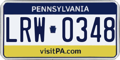 PA license plate LRW0348