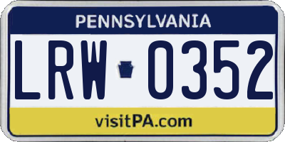 PA license plate LRW0352