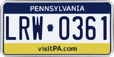 PA license plate LRW0361