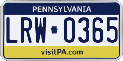 PA license plate LRW0365