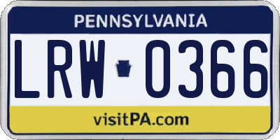 PA license plate LRW0366