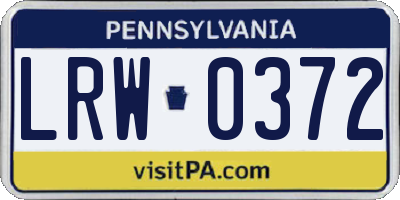 PA license plate LRW0372