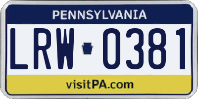 PA license plate LRW0381