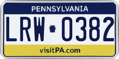 PA license plate LRW0382