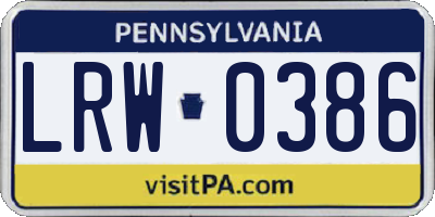 PA license plate LRW0386