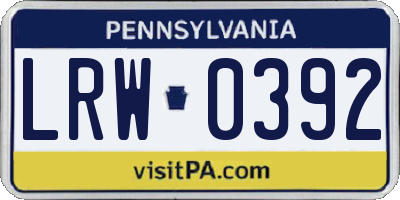 PA license plate LRW0392