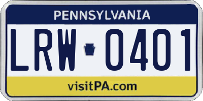 PA license plate LRW0401