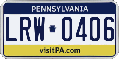 PA license plate LRW0406