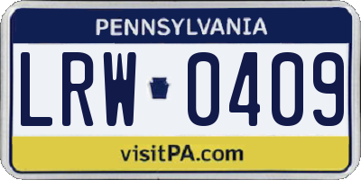 PA license plate LRW0409