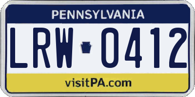 PA license plate LRW0412