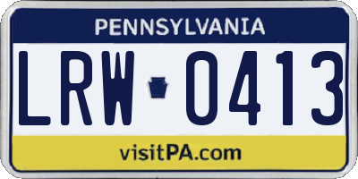 PA license plate LRW0413