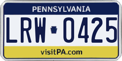 PA license plate LRW0425