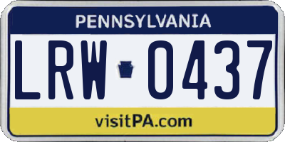 PA license plate LRW0437