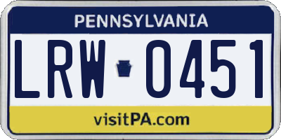 PA license plate LRW0451