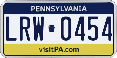 PA license plate LRW0454
